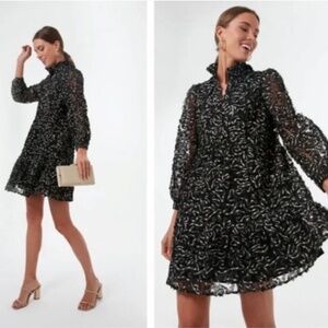 Tuckernuck Organza Palmerston Party Dress Black and Gold Mini Dress